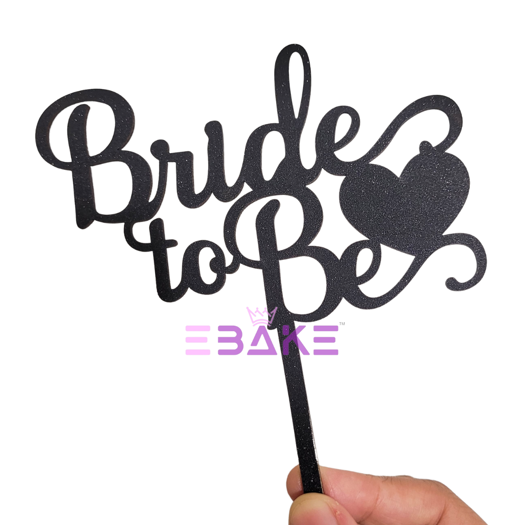 Bride To Be Cake Topper Black Shimmer