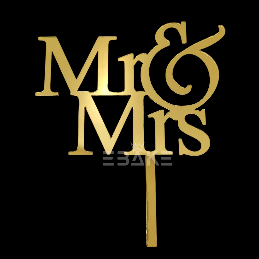 Mr & Mrs Cake Topper Golden