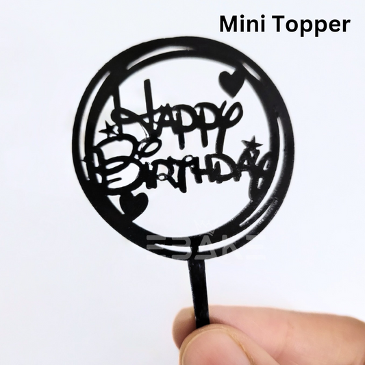 Happy Birthday Mini Topper Black