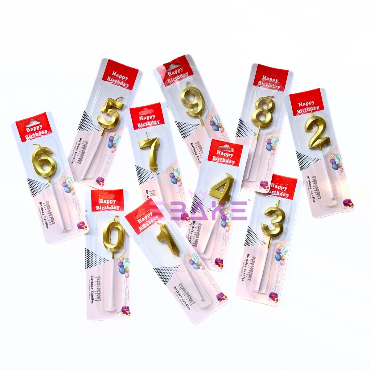 Small Number Candles Golden Metallic - (Single Piece)