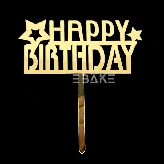 Happy Birthday Cake Topper Golden