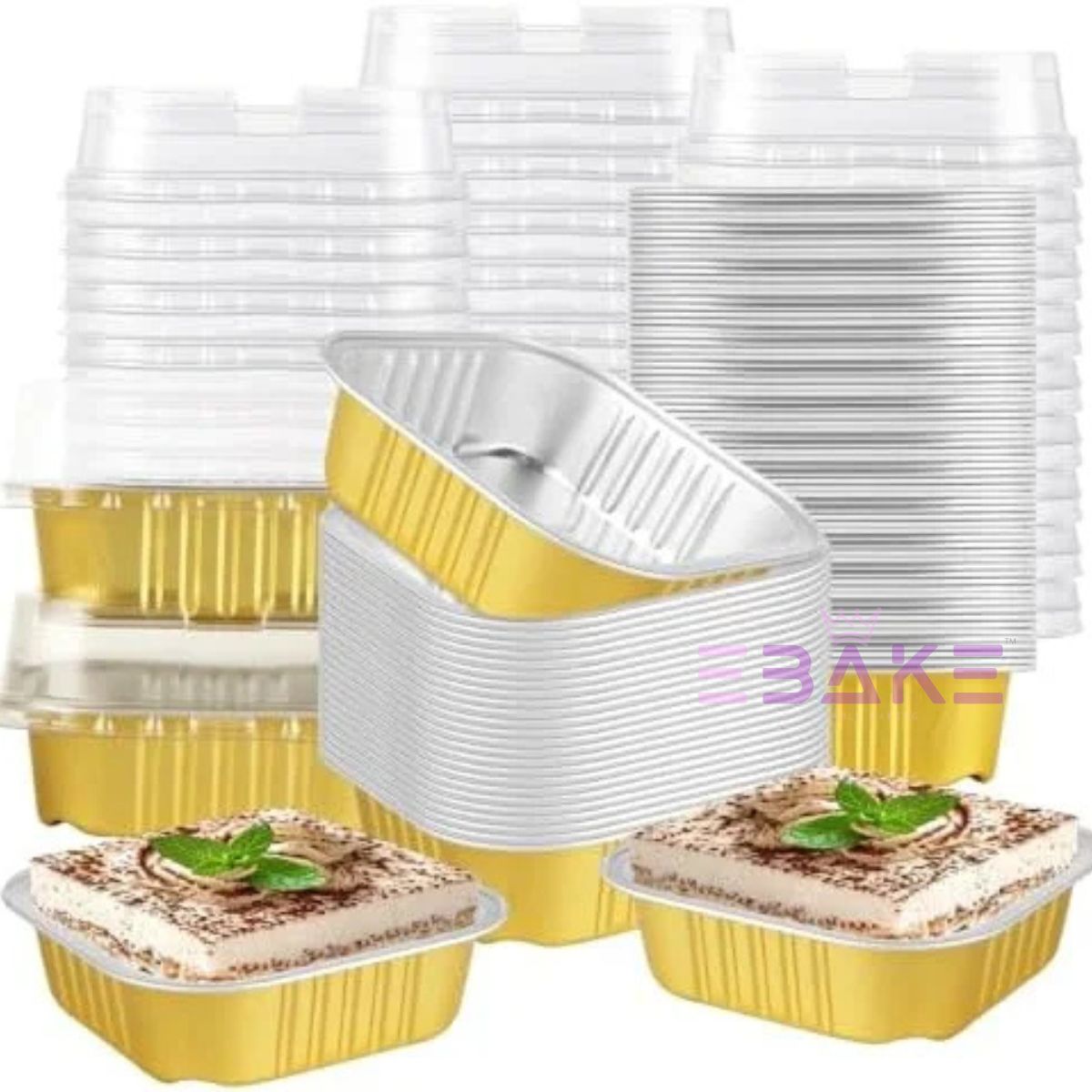 Aluminium  Foil Square Baking Cup With Lid