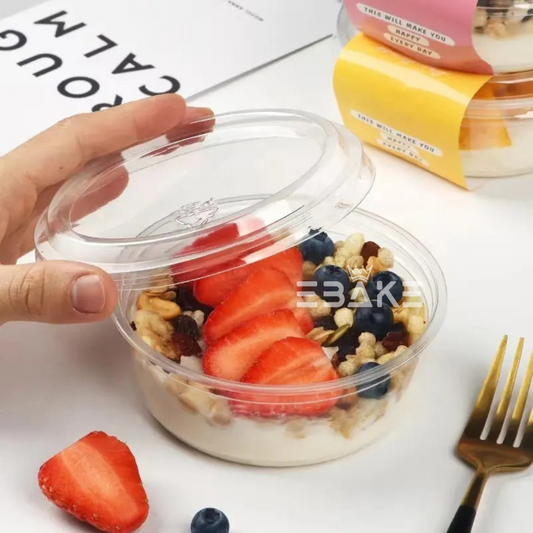 Round PET Plastic Disposable Clear Container With Lid For Desserts