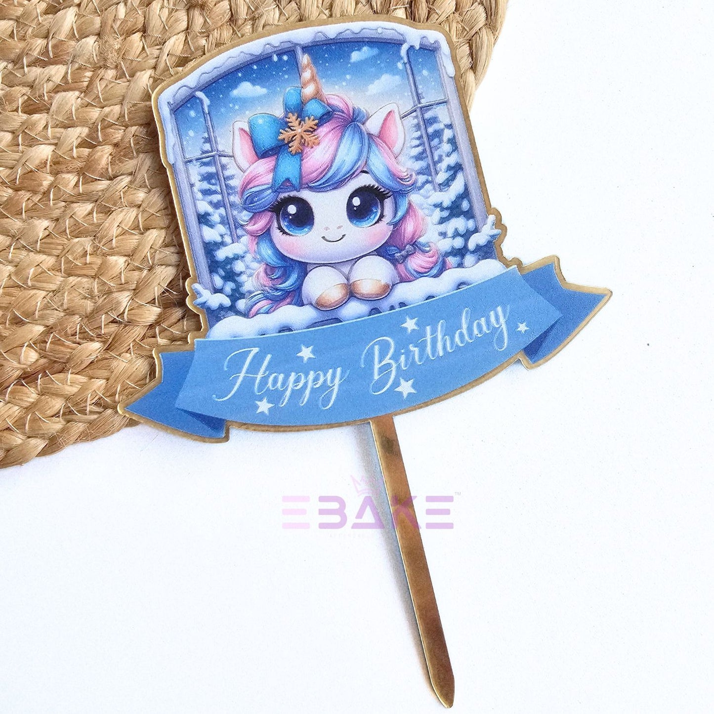 Unicorn Printed Acrylic Cake Topper