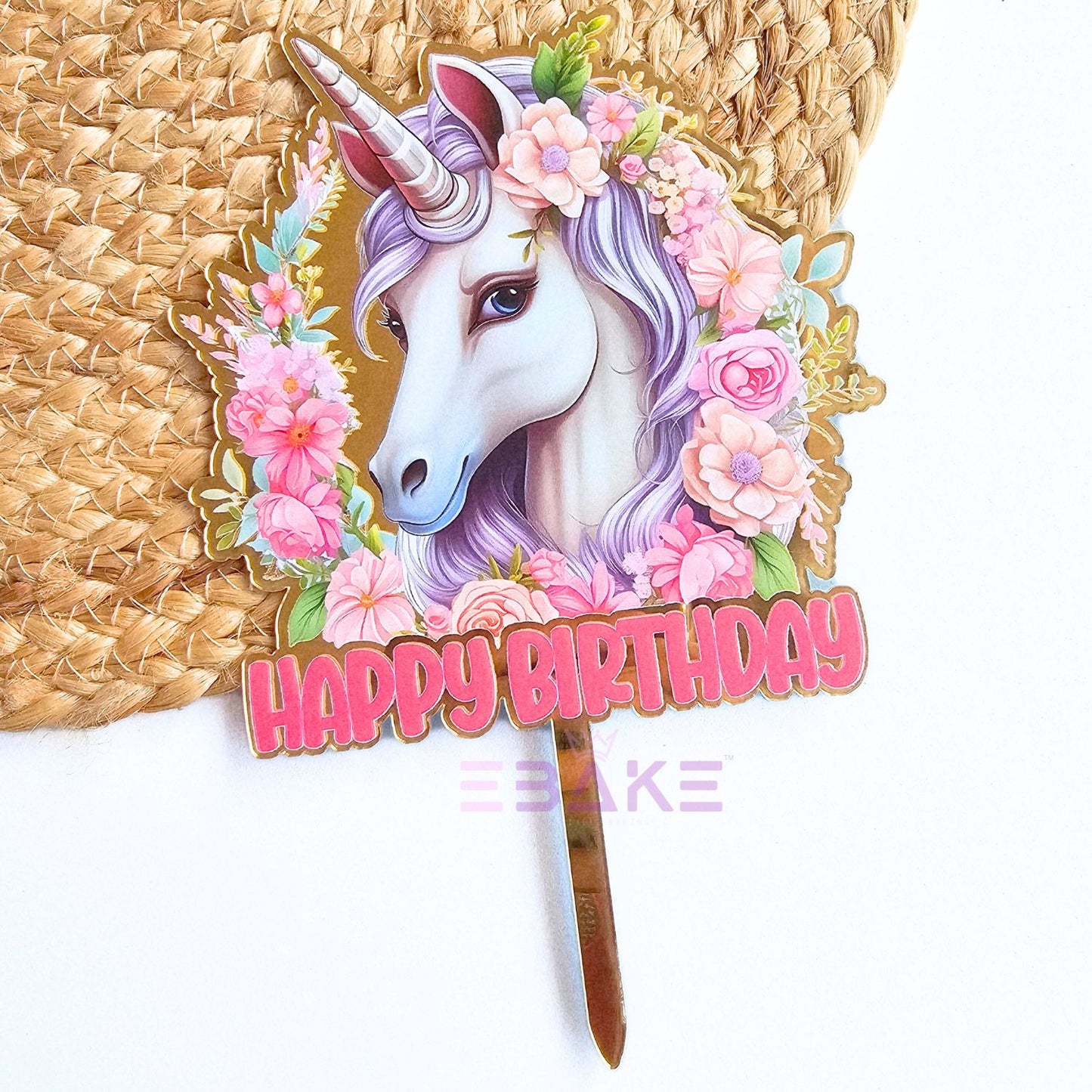 Unicorn Printed Acrylic Cake Topper