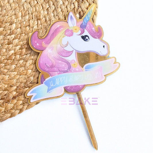 Unicorn Printed Acrylic Cake Topper
