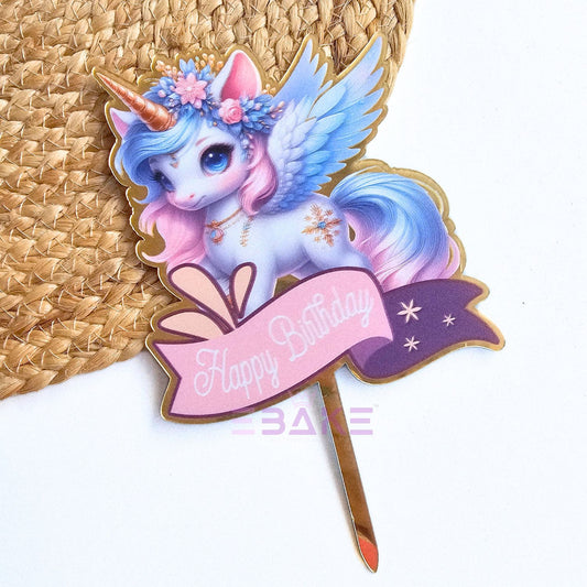 Unicorn Printed Acrylic Cake Topper