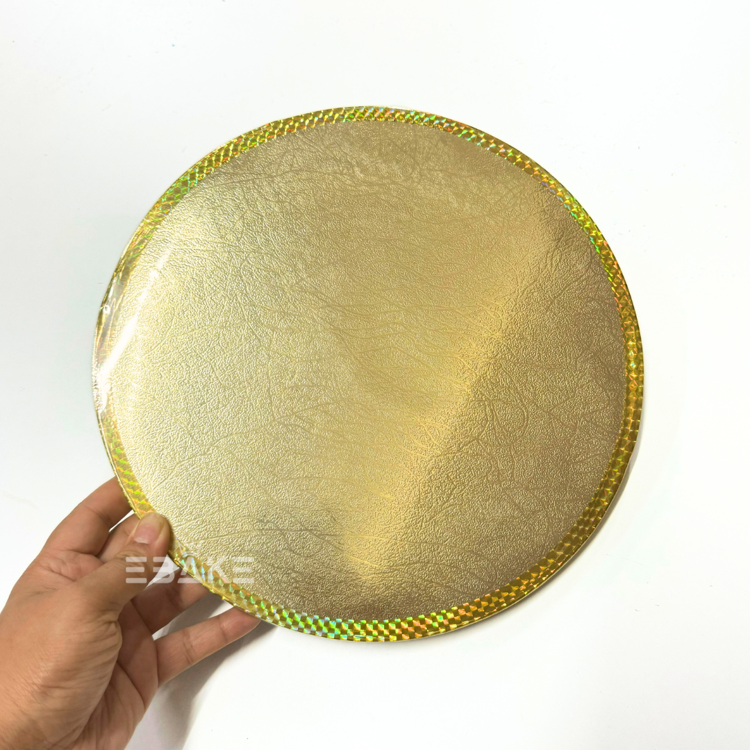 Round Gold Drum Board/Drum Base for Cakes Single Piece (10 Inches)