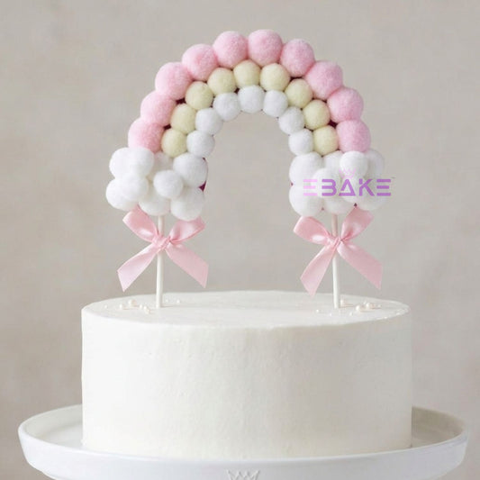 Pom Pom Arch Cake Topper Pink - Single Piece