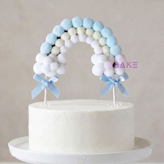 Pom Pom Arch Cake Topper Blue - Single Piece