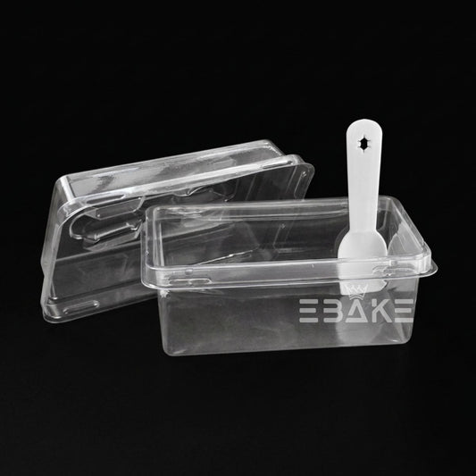 Rectangle PET Plastic Disposable Clear Container With Lid & Spoon For Desserts