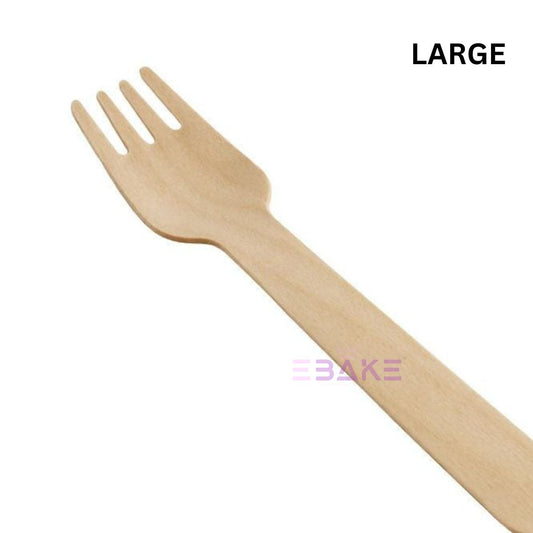 Large Disposable Wooden Fork Biodegradable (Pack of 100)- 15.5cm