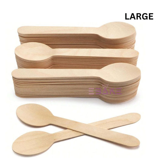 Large Disposable Wooden Spoon Biodegradable (Pack of 100 ) - 15.8cm