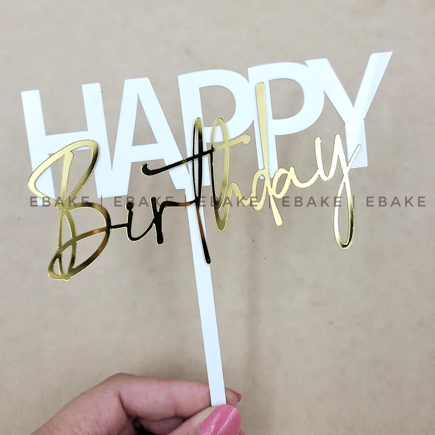 Happy Birthday Double Color Cake Topper