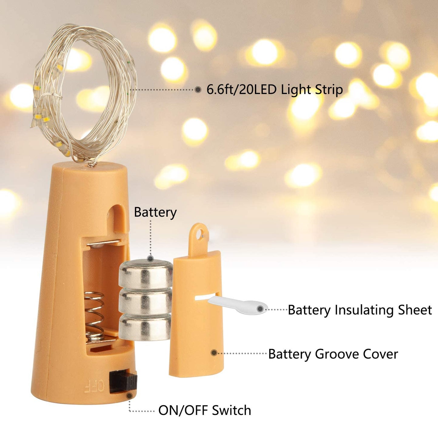 LED String Light/Cork Light - Fairy Light (Single Piece)