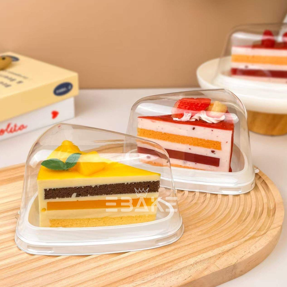 Rounded Triangle Cake Box/Pastry Box With Transparent Lid (Set of 5) White