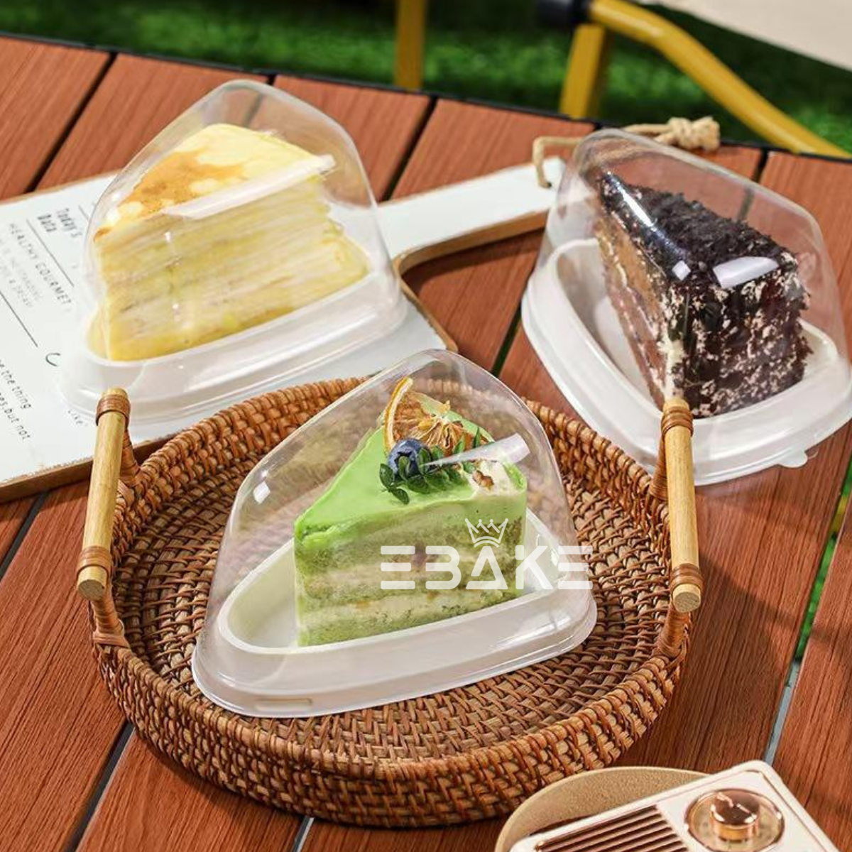 Rounded Triangle Cake Box/Pastry Box With Transparent Lid (Set of 5) White