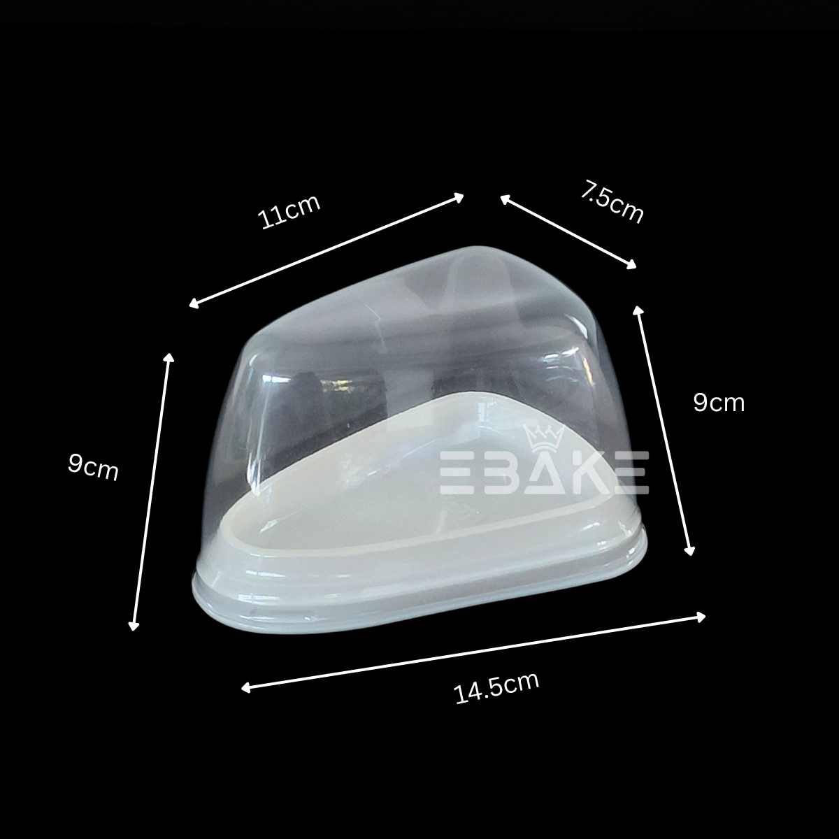 Rounded Triangle Cake Box/Pastry Box With Transparent Lid (Set of 5) White