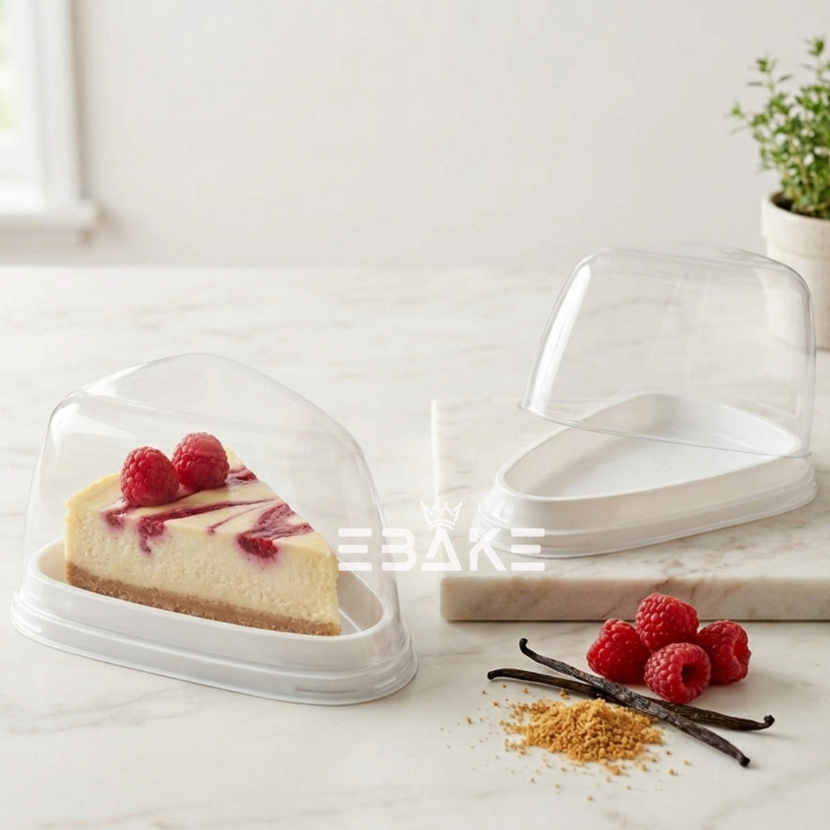 Rounded Triangle Cake Box/Pastry Box With Transparent Lid (Set of 5) White