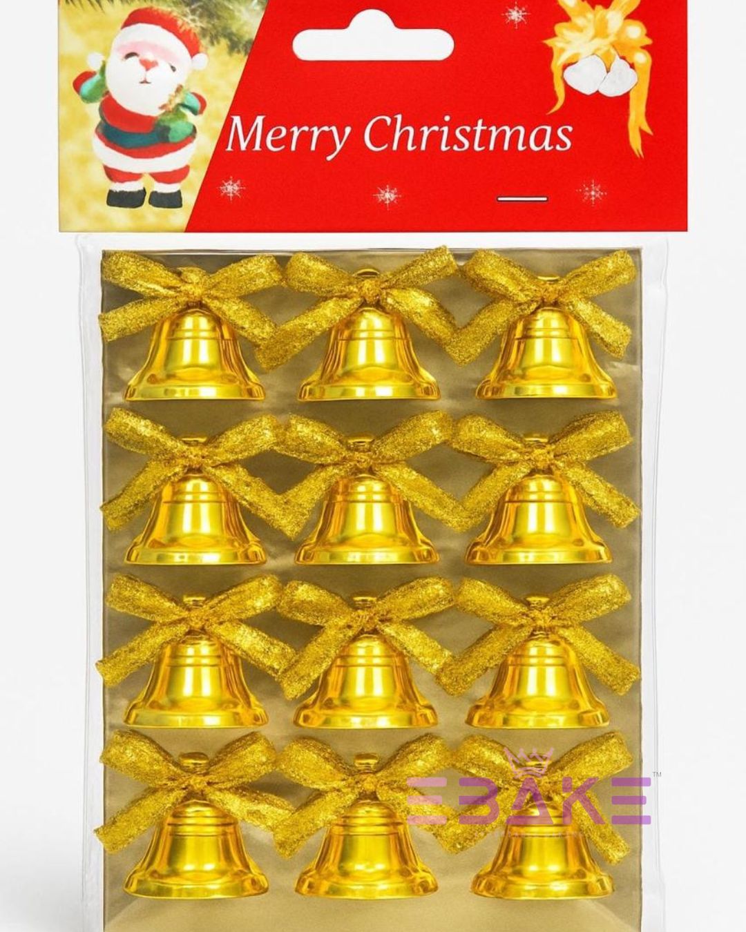 Golden Christmas Bells Christmas Decorations/Christmas Tree Ornaments 9234 (12 pieces)