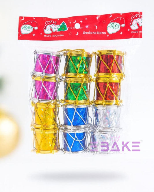 Multi Color Drums/Christmas Tree Ornaments 7439 (Set of 12)