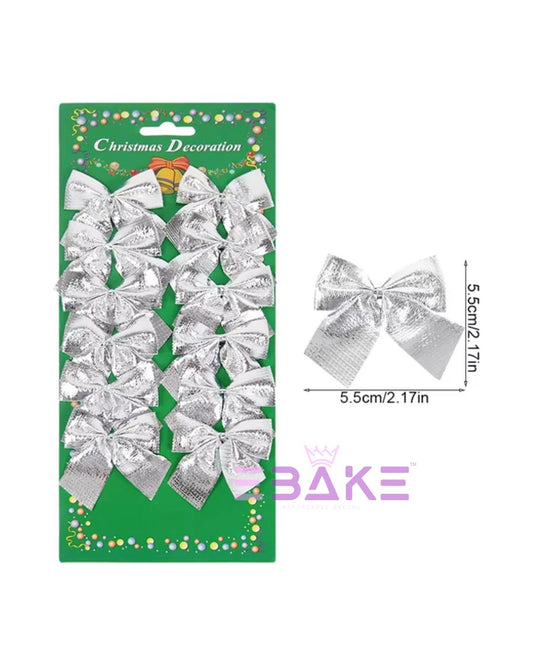 Silver Mini Bows (Set of 12) 9019 Christmas Decoration Bows