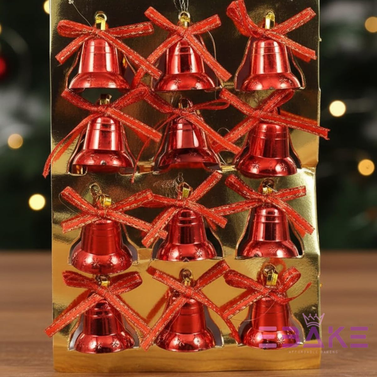 Red Christmas Bells Christmas Decorations/Christmas Tree Ornaments 9234 (12 pieces)