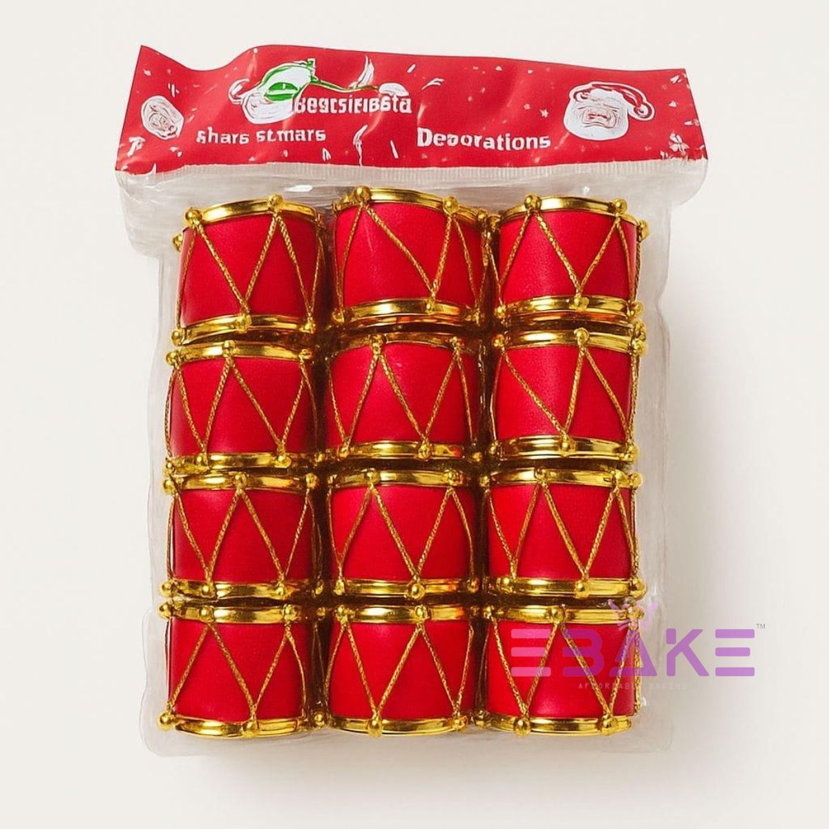 Velvet Drums/Christmas Tree Ornaments 7489 (Set of 12)- Red