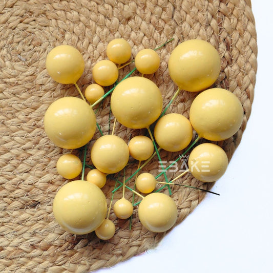 Light Yellow Faux Balls - Set Of 20 Pieces