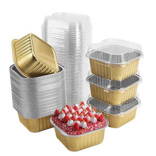 Aluminium  Foil Square Baking Cup With Lid