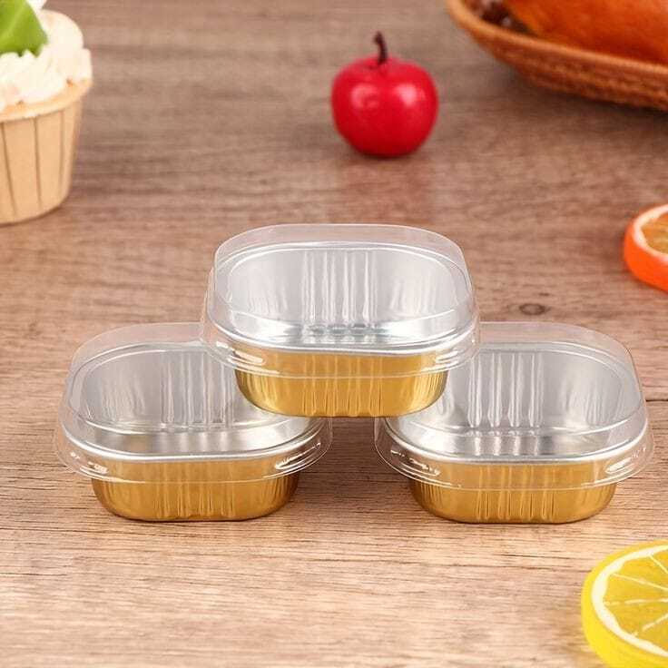 Aluminium  Foil Square Baking Cup With Lid