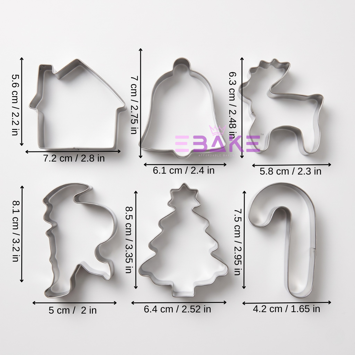 6 Pcs Christmas Cookie Cutter Set / Fondant Cutter Stainless Steel