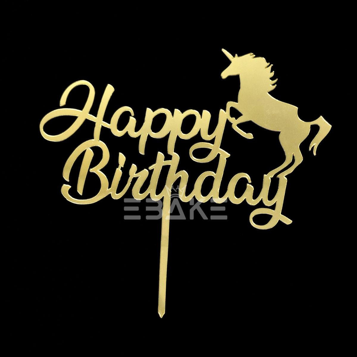 Happy Birthday Cake Topper Golden