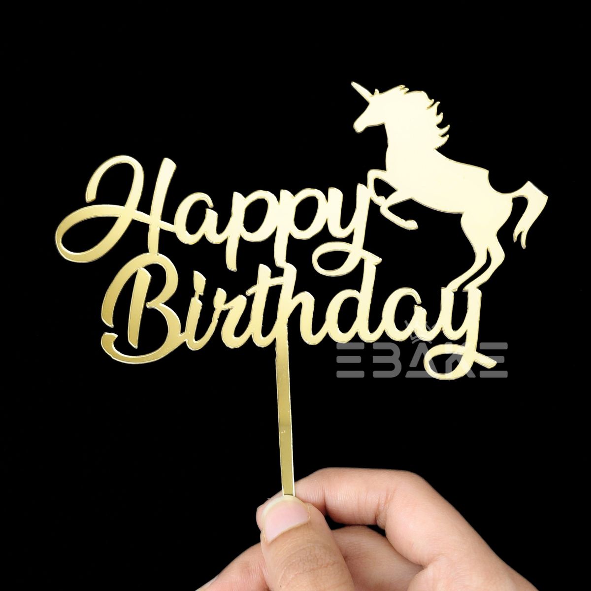 Happy Birthday Cake Topper Golden