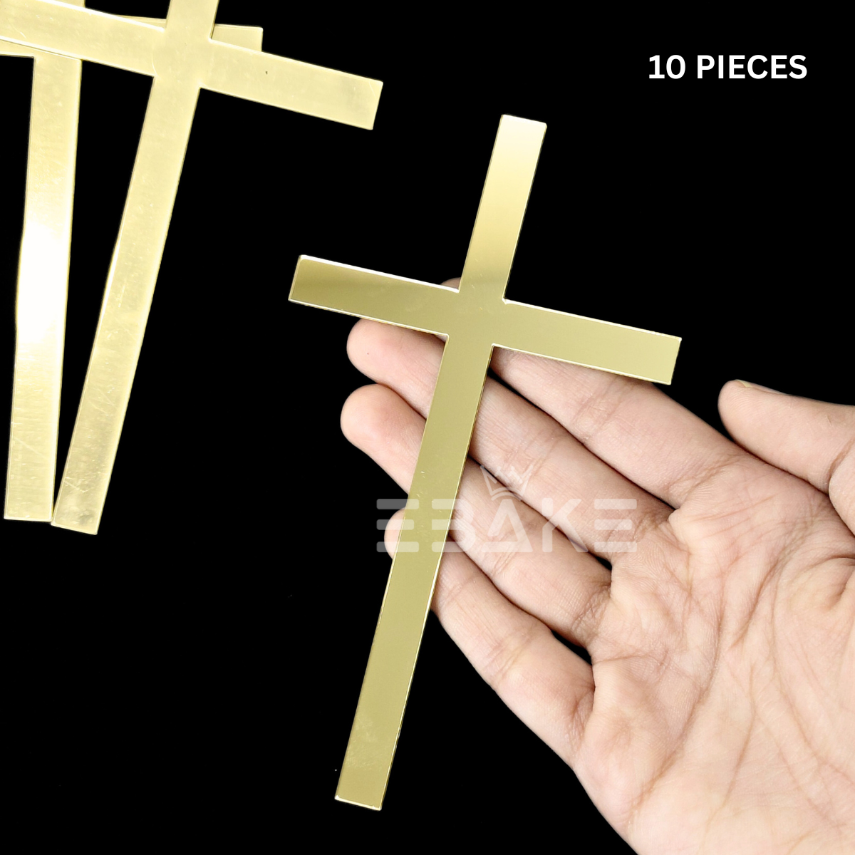 5" Cross Cake Topper for Baptism, First Holy Communion (10 Pieces Set)