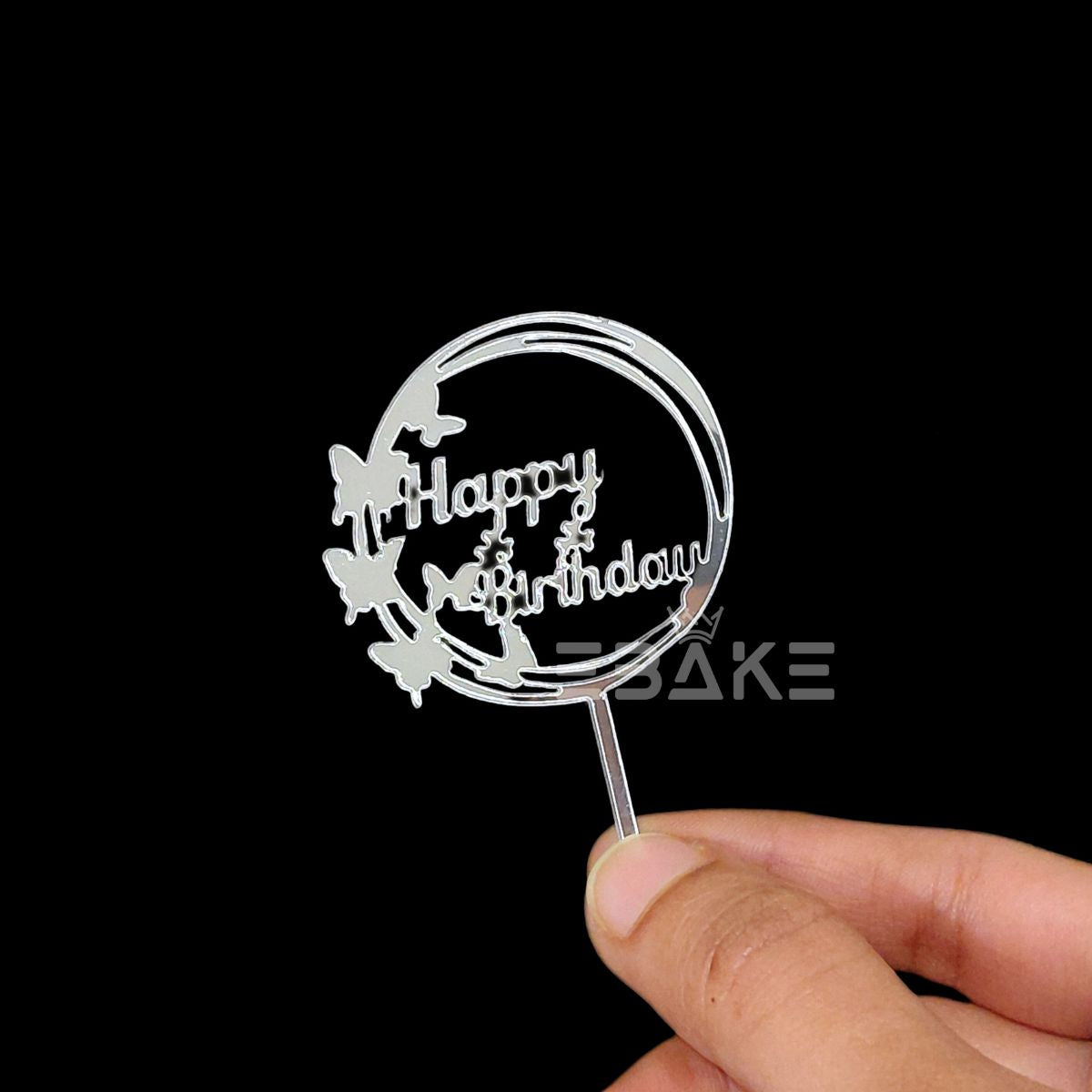 Happy Birthday Mini Topper Silver
