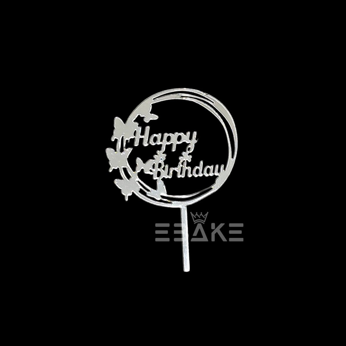 Happy Birthday Mini Topper Silver