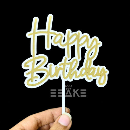 Happy Birthday Double Color Cake Topper
