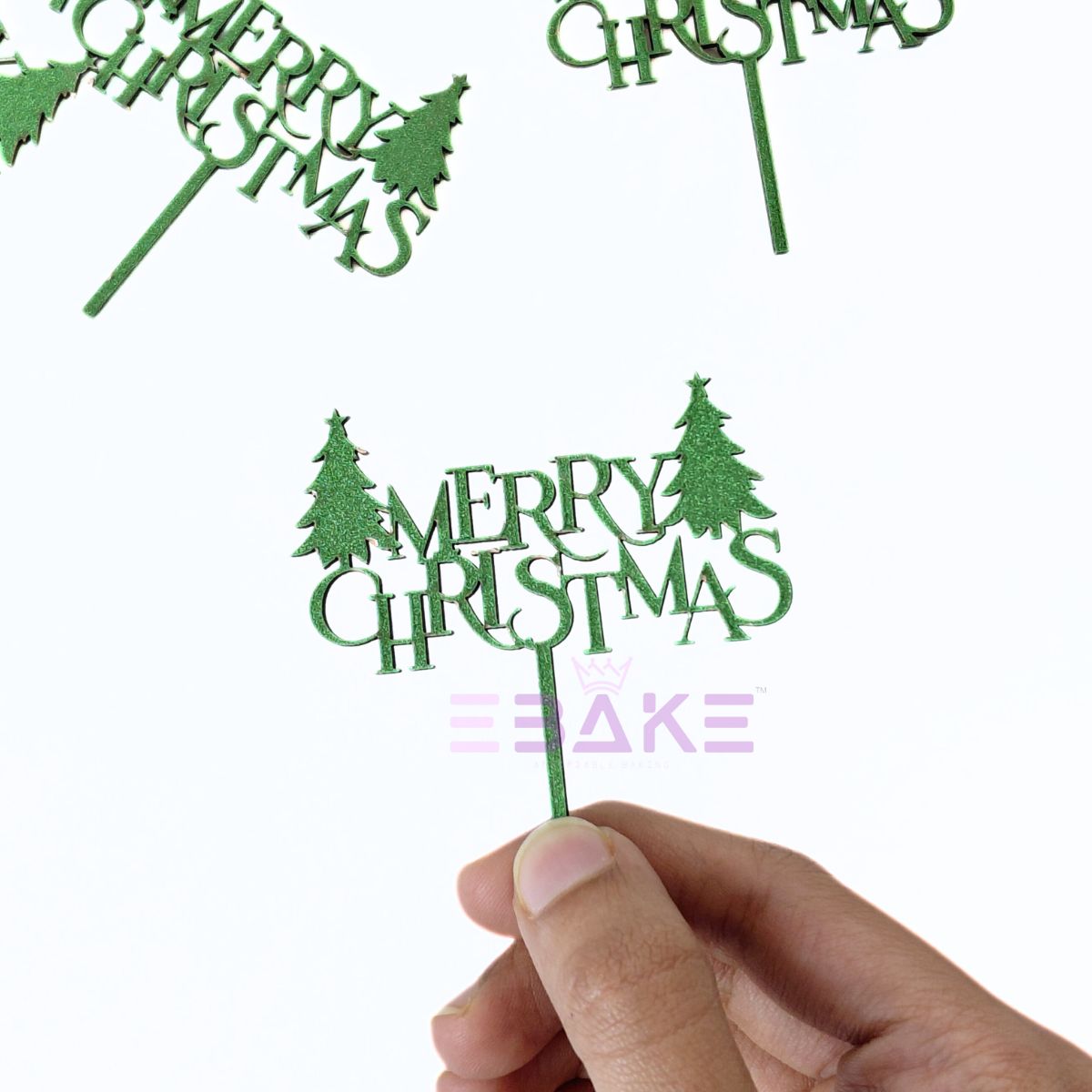 Merry Christmas Mini Cake Topper (Set of 6 Pcs) MDF