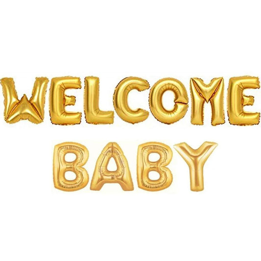 Welcome Baby Foil Balloon Gold 16 Inch