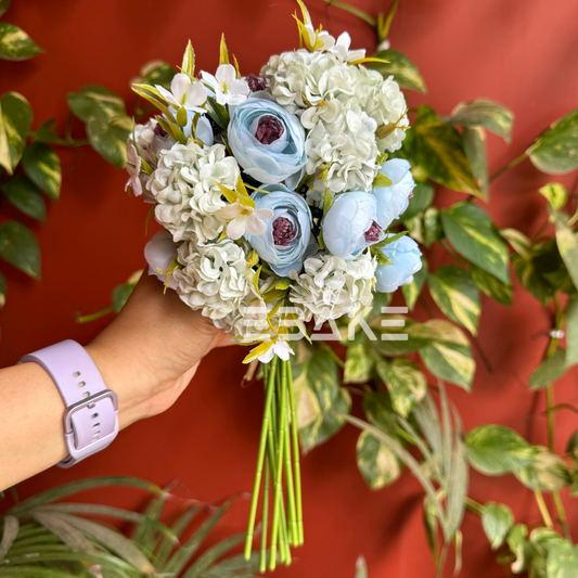 A1024 Peony & Hydrangea Bunch Blue (Peonies, Hydrangea & Fillers)