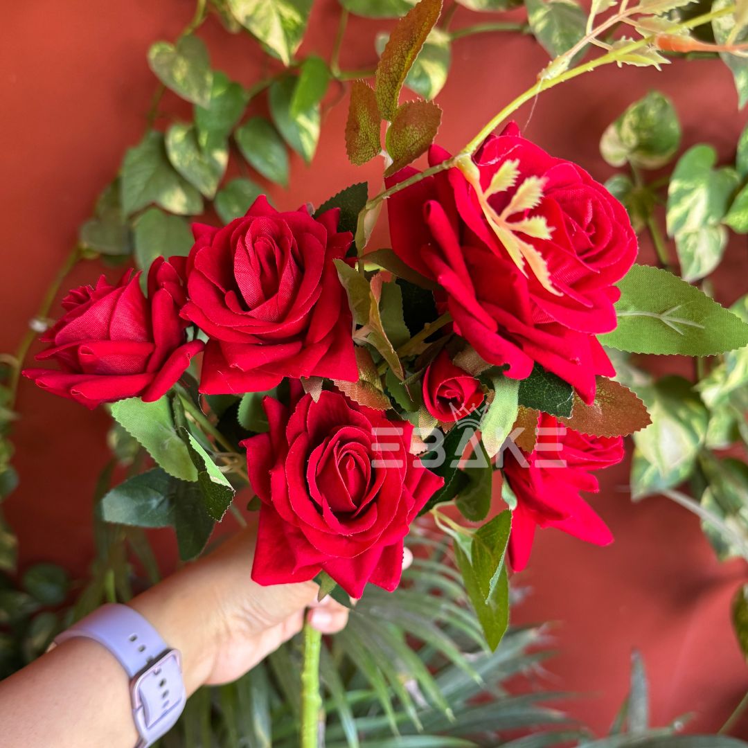 A1224 Premium Velvet Rose Bunch (5 Roses With Fillers)