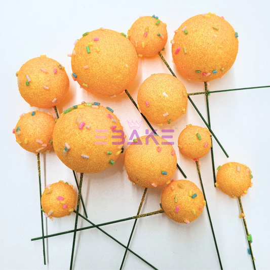 12 Pieces New Faux Balls With Sprinkles - Orange