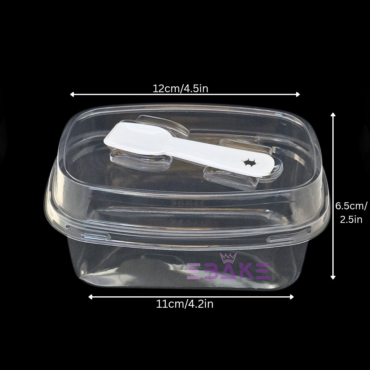 Rounded Rectangle / Oval PET Plastic Disposable Clear Container With Lid & Spoon For Desserts