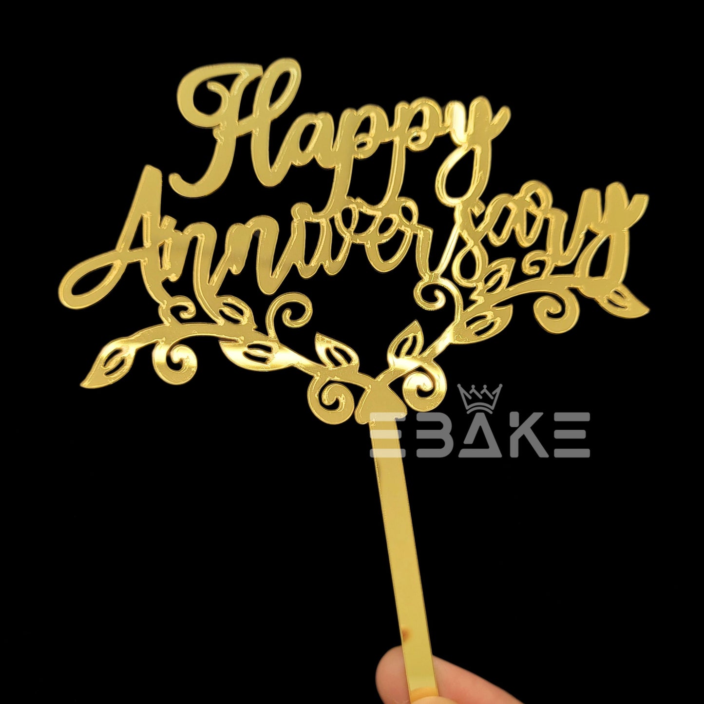 Happy Anniversary Cake Topper Golden