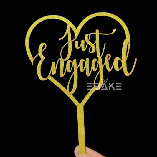 Just Engaged Cake Topper Gold Shimmer MDF