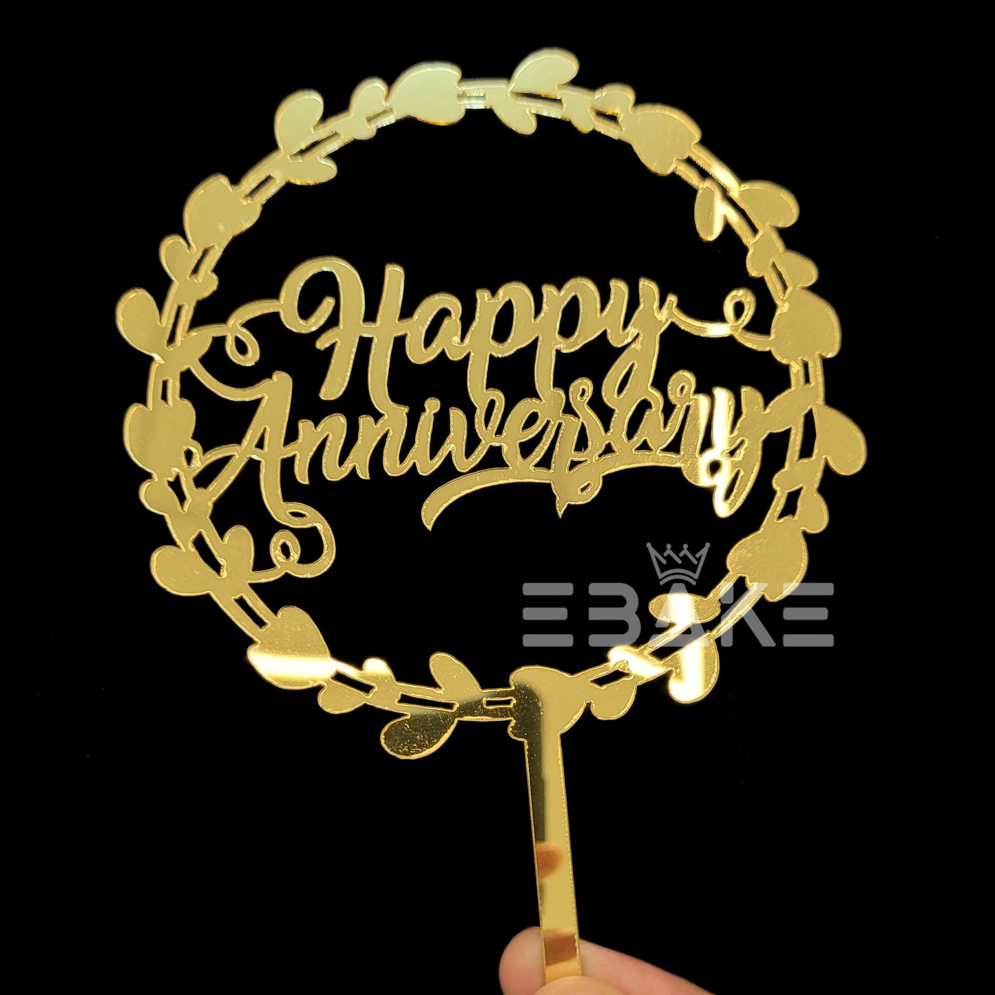 Happy Anniversary Cake Topper Golden