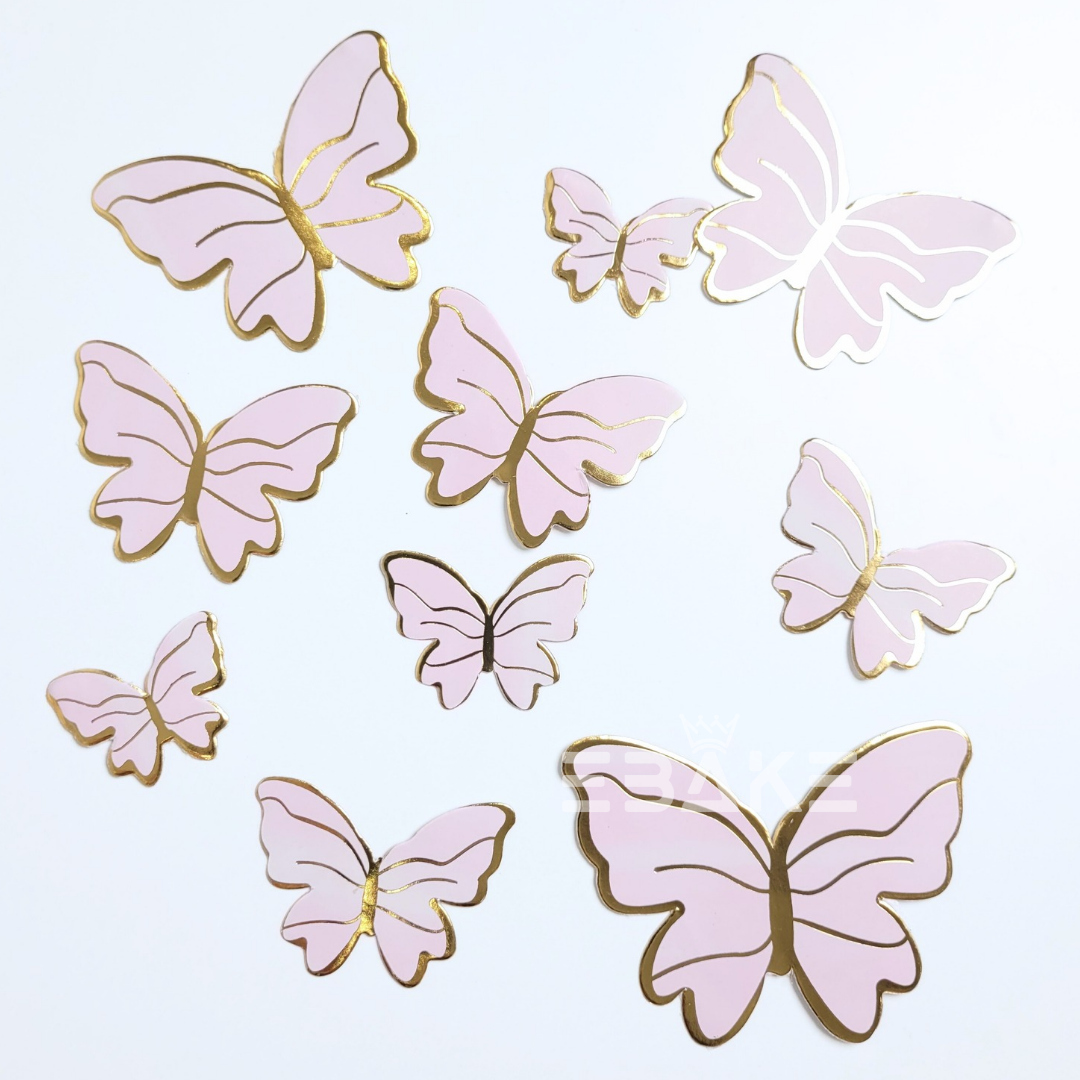 Light Pink Paper Butterflies - Foldable (Set of 10 Pieces)