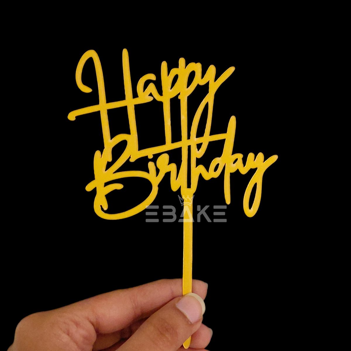 Happy Birthday Cake Topper 6inch Golden (Set of 10)