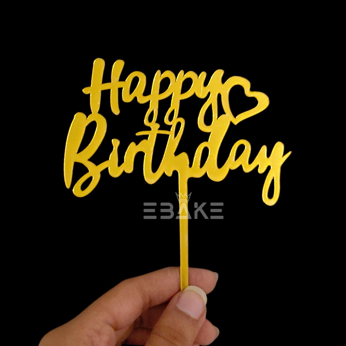 Happy Birthday Cake Topper 6inch Golden (Set of 10)